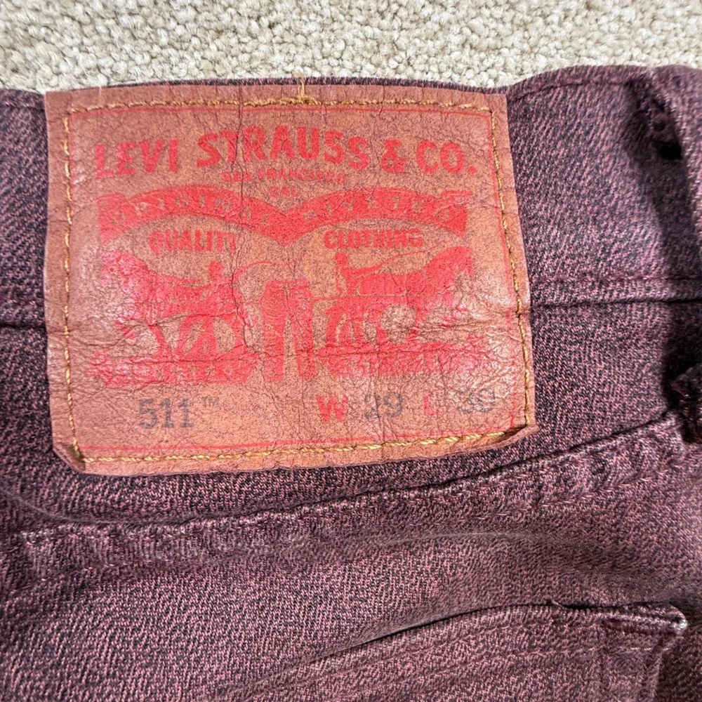 Levis 511 Slim Fit Jeans Mens 29x30 Burgundy Maroon Red 04511-2336